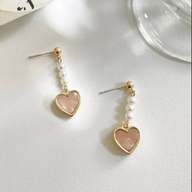 Pink Love Heart Dangle Drop Earrings for Women - £798.55 GBP