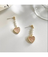 Pink Love Heart Dangle Drop Earrings for Women - £783.91 GBP