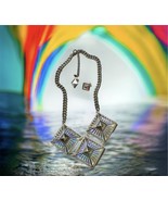 Iridescent Necklace for Women Jewelry Set Earrings Statement Square Charms - $18.99