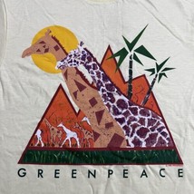 Greenpeace Giraffes 1988 Vintage T Shirt Mens Small Yellow Single Stitch Nature - $17.21