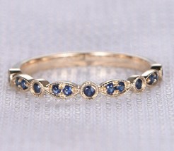 1.40Ct Round Cut Sappahire Half Eternity Wedding Ring Band 14K Rose Gold Finish - £60.93 GBP