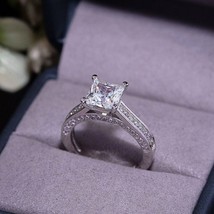 Princess Cut 2.15Ct Diamond Engagement Ring Solid 14k White Gold in Size 6.5 - £176.59 GBP
