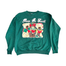 Vintage Christmas Sweatshirt Hanes Peace on Earth Caroling Bears Adult M... - £19.38 GBP