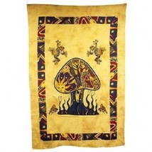 PAGAN/SPIRITUAL Mushrooms& dragonfly Iconic Indian wall hanging./DOUBLEbedspread - £31.55 GBP