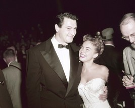 Rock Hudson in tuxedo smiling 1950&#39;s pose arm around Piper Laurie 11x14 photo - £11.71 GBP