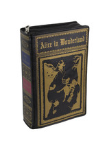 Black Vinyl Alice In Wonderland Book Handbag Novelty Clutch Purse Crossb... - £34.25 GBP