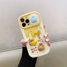 Cute 3D Cheese Bear Push Camera Protection Liquid Silicone Rubber Phone ... - £14.39 GBP