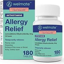 WELMATE Allergy Generic Xyzal Levocetirizine Dihydrochloride 5mg 180 ct - £32.87 GBP