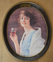 Drink Coca Cola sign Lady Vintage Coke Tin Metal Serving Tray - £35.70 GBP