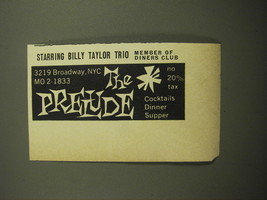 1960 The Prelude Club Ad - Starring Billy Taylor Trio Member of Diners Club - £11.98 GBP
