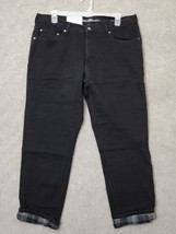Eddie Bauer Flannel Lined Jeans Mens 38x32 Black Straight Fit Denim Stretch NEW - £27.27 GBP