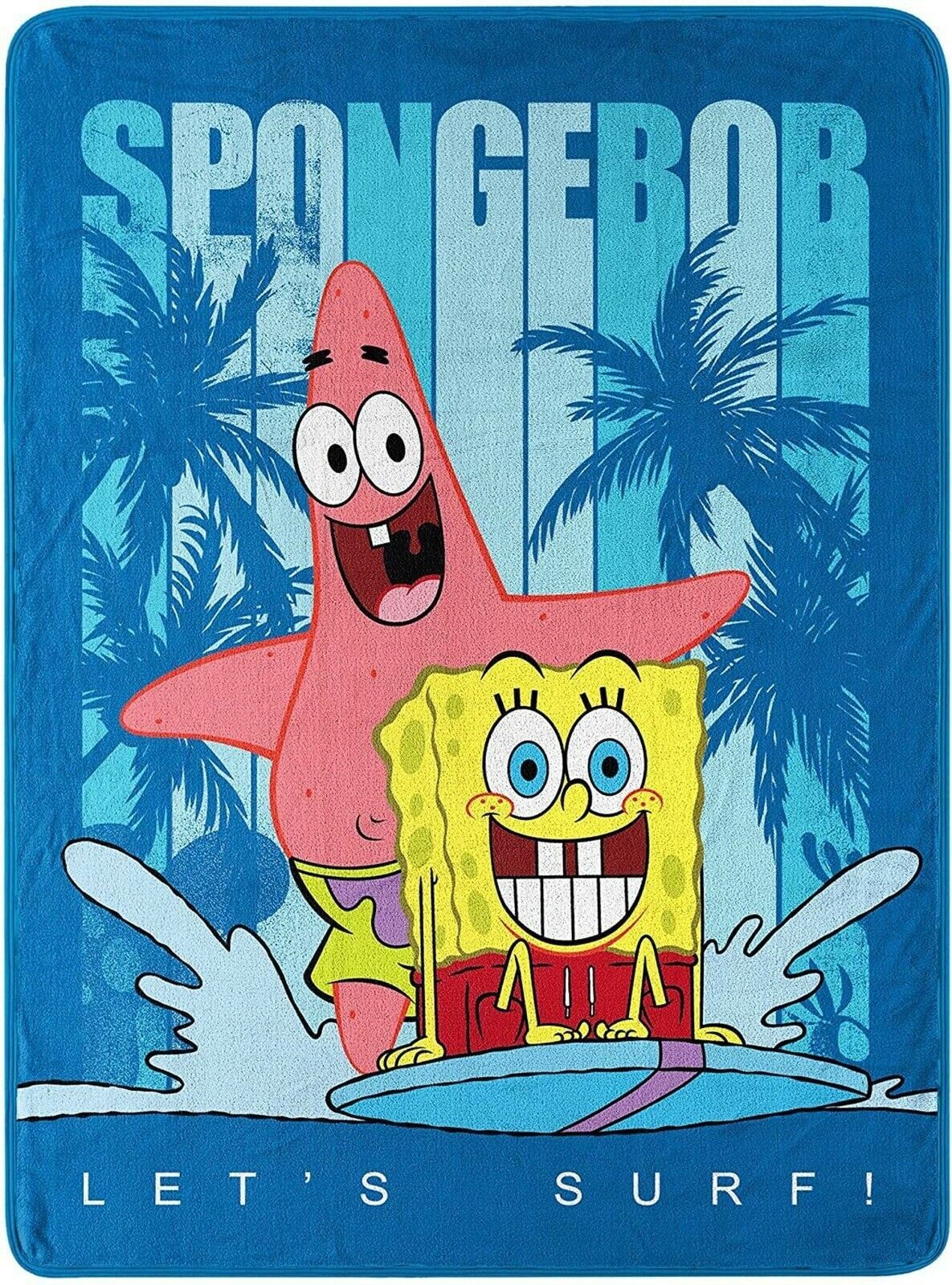 Primary image for Spongebob Squarepants Let's Surf Throw Plush Blanket measures 46 x 60 inches