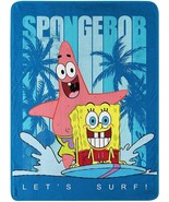 Spongebob Squarepants Let&#39;s Surf Throw Plush Blanket measures 46 x 60 in... - £13.19 GBP