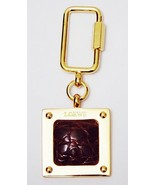 Loewe Key Chain Ring Fob Goldtone Metal Brown Embossed Leather Spain Aut... - £101.15 GBP