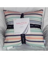 NEW Nautica 2 Blue Aqua Striped Outdoor Throw Pillows Fade &amp; Water Resis... - £62.27 GBP