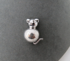 Vintage Cat Brooch Sterling Silver Open Work 1.25&quot; High Shiny Finish Rou... - £22.90 GBP