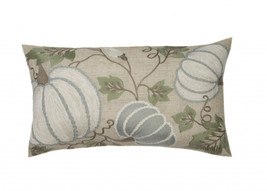 12&quot; X 20&quot; Beige and Green Thanksgiving Pumpkin Linen Blend Zippered Pillow Wi... - £41.12 GBP