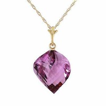 10.75 Carat 14K Solid Yellow Gold Necklace Twisted Briolette Amethyst 14... - £252.47 GBP