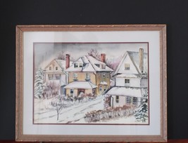 Houses in Snow - Watercolor by H. A. Randall - £147.96 GBP