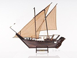 Ship Model Watercraft Dhow Boat Stained Linen Metal - £654.67 GBP
