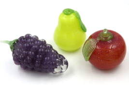 Vintage Glass Fruit Centerpiece Lot of 3 - Grape Cluster, Apple, Pear - Italy - £11.72 GBP