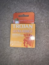 Trojan Stimulations Ultra Ribbed Lubricated Condom, 3ct Exp: 08/2028 Sealed - £4.60 GBP