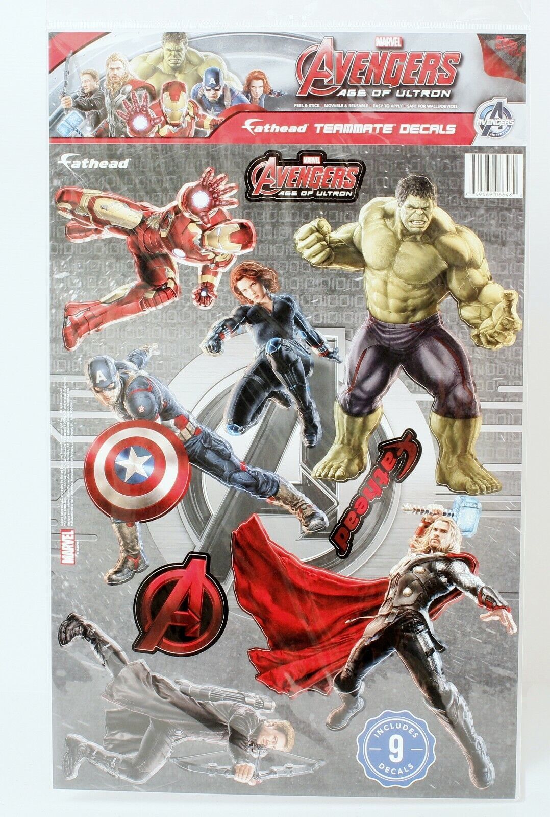 Avengers Age of Ultron Fathead Stickers Reusable Removable 9 Piece NEW - $9.31