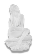 Artistic Nude Woman on Rock Glossy White Statue  Art - £20.97 GBP