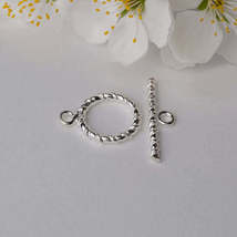 Solid 925 Sterling Silver Toggle Clasp Twisted Bar and Circle - £7.41 GBP+