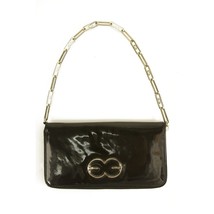 Escada Black Patent Leather Zip Around Chain Shoulder Bag Clutch Handbag... - $108.90