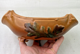 Vintage WELLER Art Pottery Oak Leaf &amp; Acorn Console Bowl 1930s Centerpiece USA - £12.12 GBP