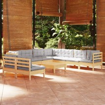  Garden Lounge Set Grey Solid pinewood, fabric (100% polyester) - $2,310.72 CAD