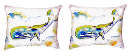 Pair of Betsy Drake Whale No Cord Pillows 16 Inch X 20 Inch - £62.21 GBP