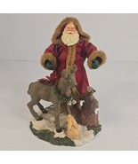 Christmas Santa Fabric Mache Santa &amp; Woodland Animal Centerpiece 12&quot; Fig... - $29.59