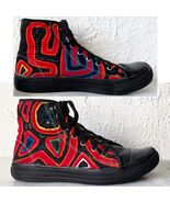 Jaypa High Top Sneaker Abstract Design Red Canvas/Black Leather-Women&#39;s ... - €28,30 EUR