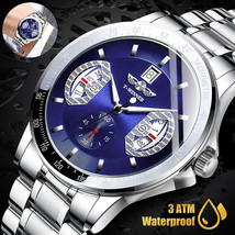 Luxury Men&#39;s Automatic Mechanical Wrist Watch Stainless Steel Blue Dial ... - £34.60 GBP