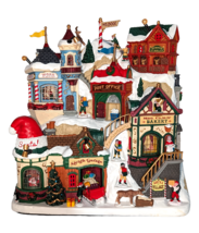 Lemax Santa&#39;s Village Facade Christmas Town LED Santa Mrs Claus Elves Reindeer - £86.99 GBP