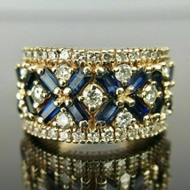 2Ct Baguette Cut Blue Sapphire Cocktail Engagement Band Ring14K Yellow Gold Over - £84.12 GBP