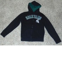 Boys Jacket NCAA Michigan State Spartans MSU Black Football Zip Up Hooded-sz XS - $19.80