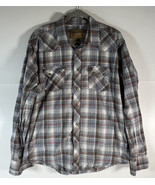 Wrangler Retro Pearl Snap Long Sleeve Shirt  RustIC Blue Flannel Plaid XL - £11.60 GBP