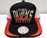 Anaheim Ducks Hat Cap Snap Back Mens White Black Logo Mitchell &amp; Ness NH... - £26.21 GBP