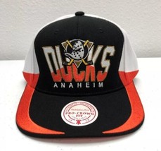 Anaheim Ducks Hat Cap Snap Back Mens White Black Logo Mitchell &amp; Ness NHL Hockey - £25.66 GBP