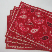 Vera Bradley Mesa Paisley Red Multi Quilted 4-PC Placemat Set RARE - £45.82 GBP