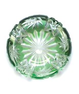 Vintage Bohemian Green Over Cut To Clear Ashtray 4.5&quot; diameter - £17.38 GBP