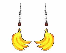 Banana Fruit Graphic Dangle Earrings - Womens Fashion Handmade Jewelry Food Them - £14.34 GBP