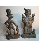 Antique English Mr. &amp; Mrs. Ally Sloper Figural Cast Iron Doorstops - $475.00