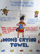 Awesome Vintage 1960&#39;s Cotton Mom&#39;s Crying Towel with Kitschy Humorous G... - £22.38 GBP