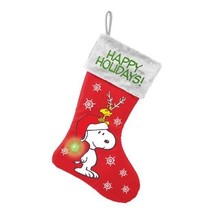 Peanuts Snoopy and Woodstock 3D 17&quot; LED Lighted Satin Christmas Stocking, UNUSED - £11.56 GBP