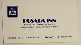 Posada Inn Hotel Vintage Business Card San Diego California - £3.97 GBP