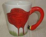 Pier One Imports Hand Painted Flamingo Head 3D Neck Handle Large Coffee Mug - $12.86